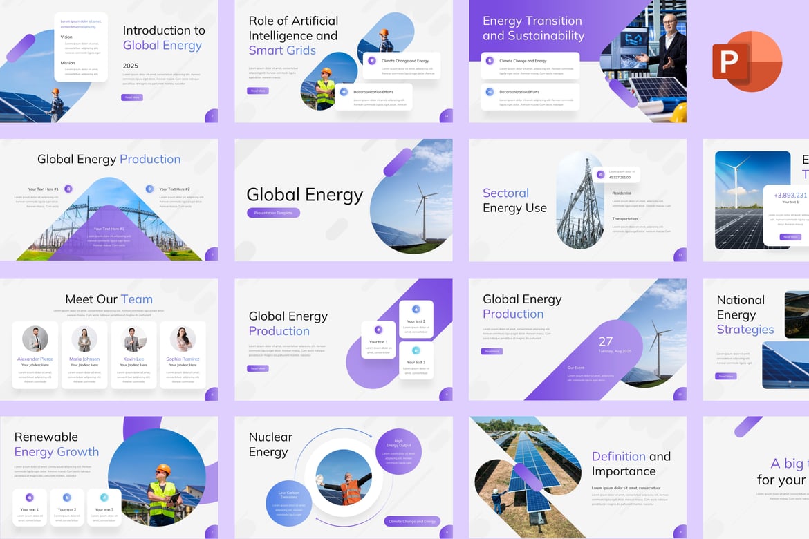 Template Presentasi PowerPoint Energi Global yang Profesional dan Menarik