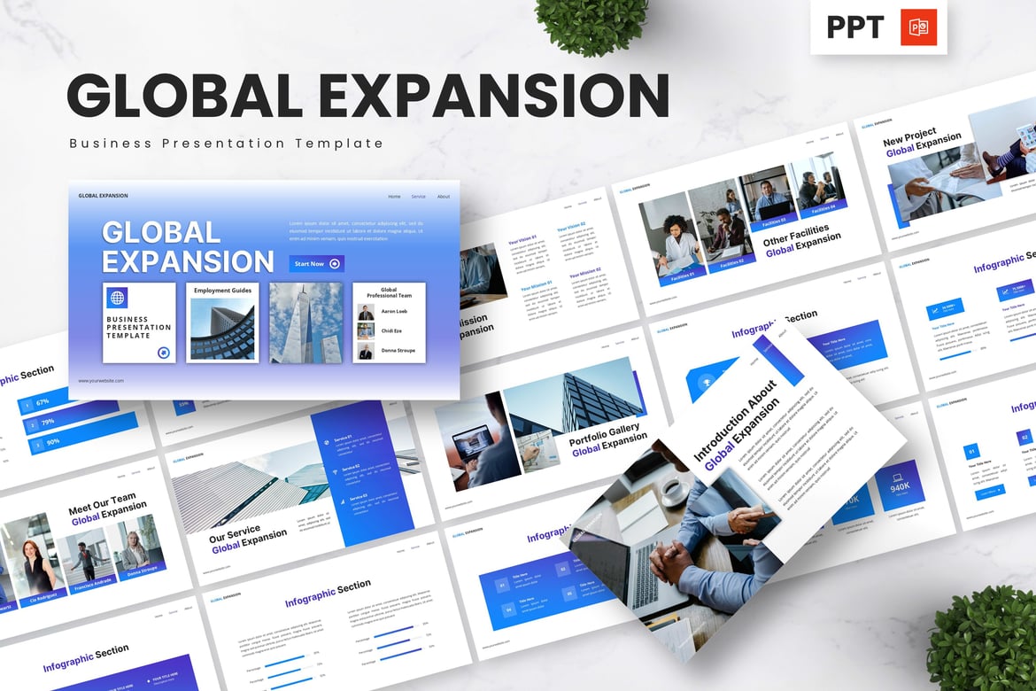 Template Powerpoint untuk Ekspansi Global Bisnis yang Menarik