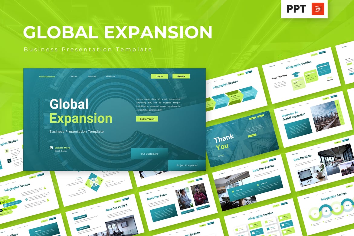 Template PowerPoint Ekspansi Global untuk Bisnis yang Sukses