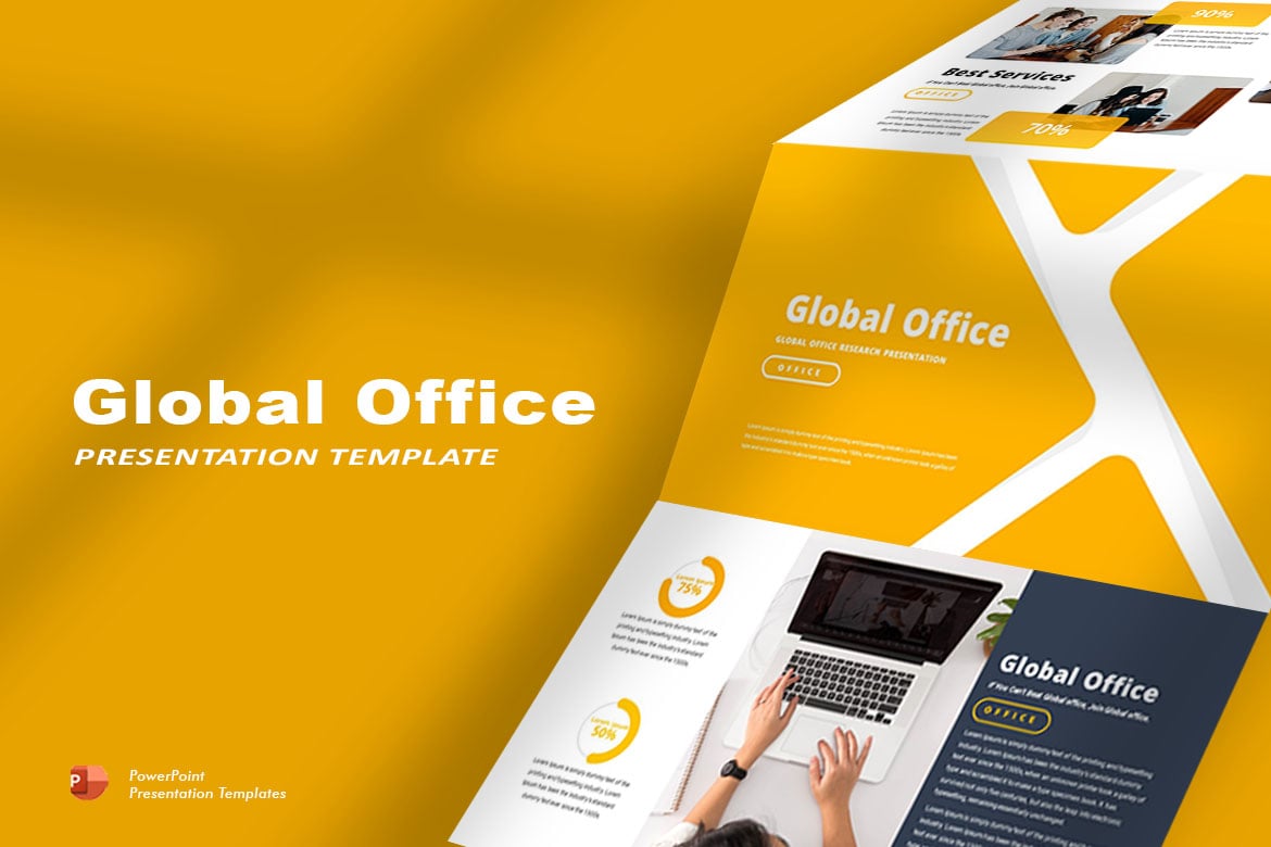 Template Presentasi PowerPoint Global Office yang Modern dan Kreatif