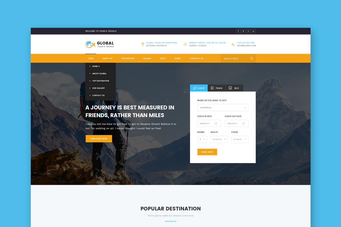 Template Website Tour & Travel Global yang Menawan