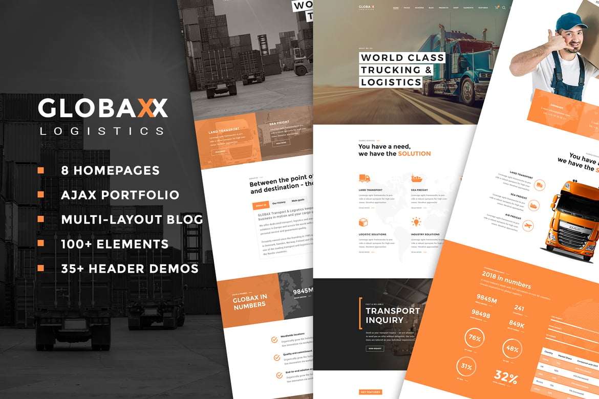 Globax - Tema WordPress Logistik dan Transportasi dengan Woocommerce