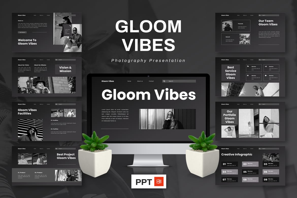 Template PowerPoint Gloom Vibes untuk Fotografi yang Menawan