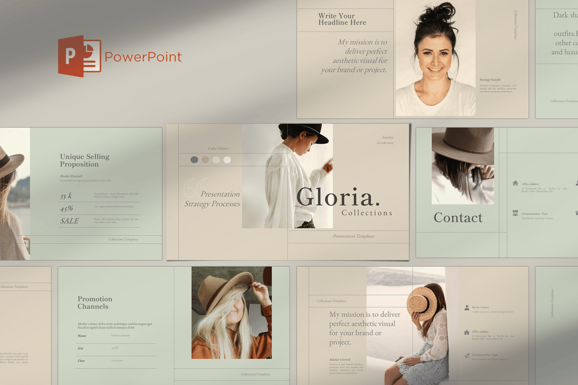 Template Presentasi PowerPoint Gloria yang Menarik