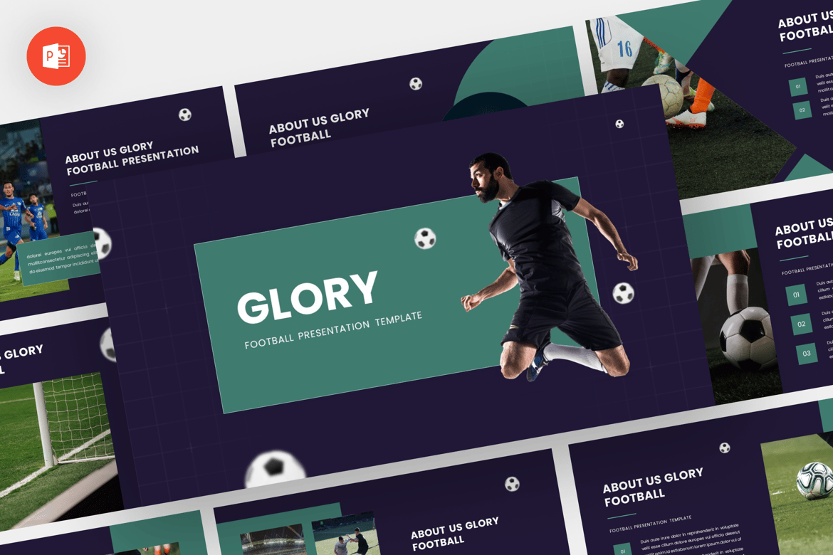 Template Powerpoint Sepak Bola 'Glory' - Desain Modern dan Profesional