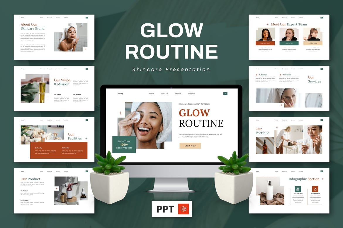 Template Presentasi Skincare - Glow Routine yang Menawan