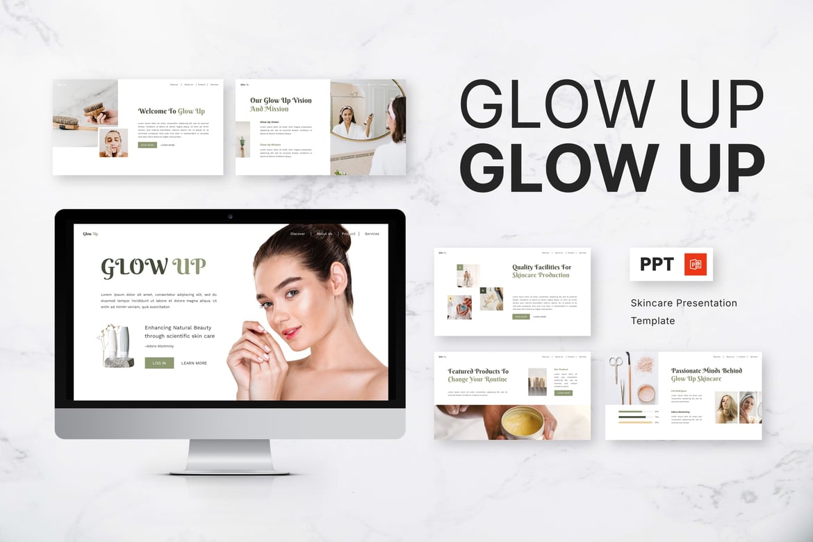 Template PowerPoint Skincare Glow Up yang Menawan