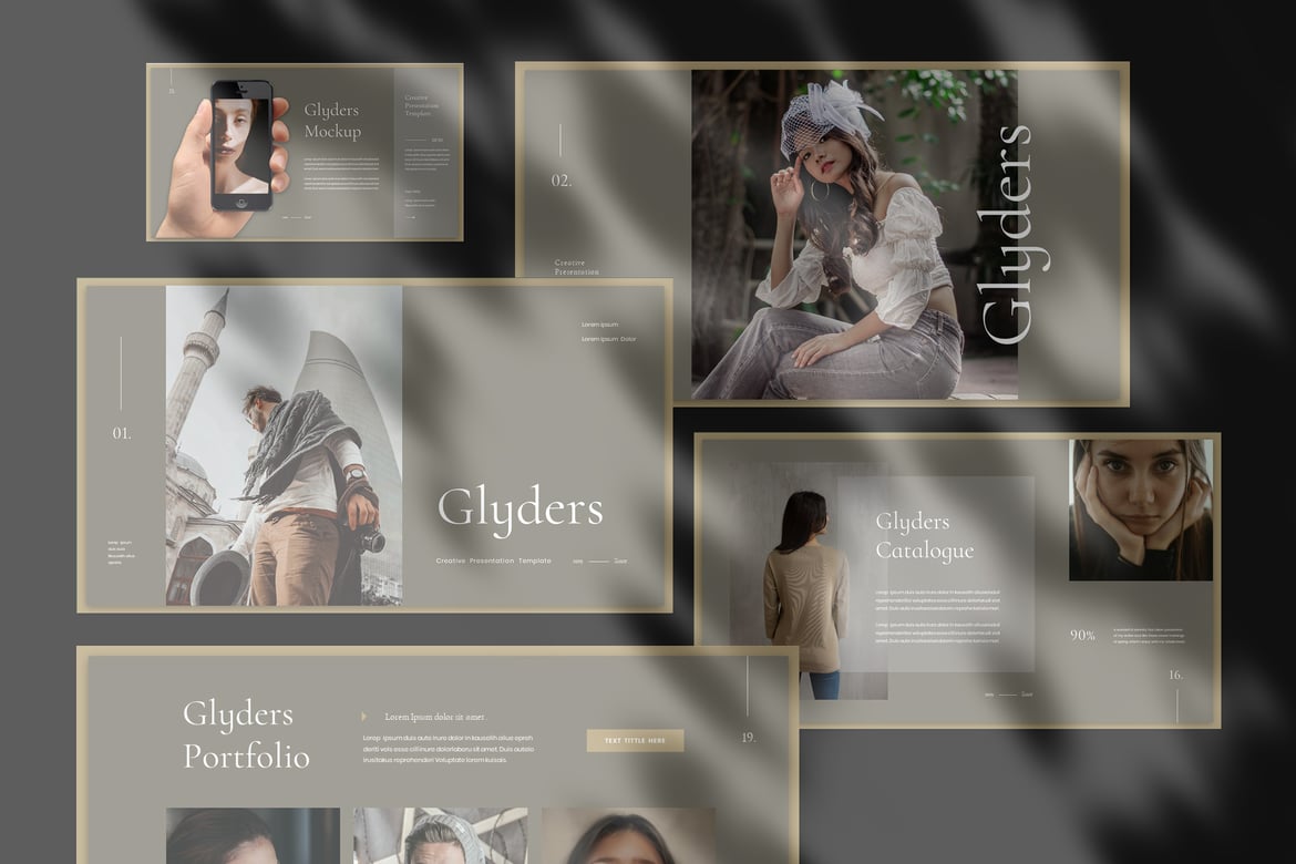 Template Presentasi PowerPoint Glyders untuk Bisnis yang Kreatif
