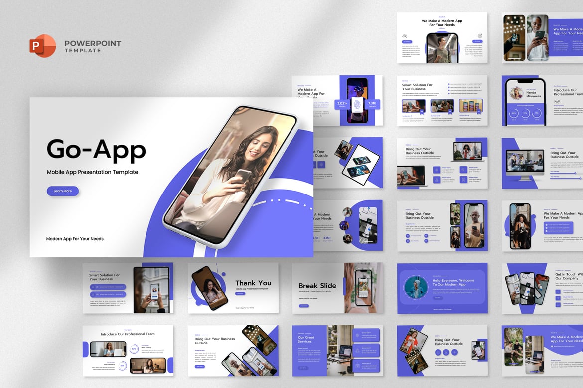 Template Presentasi PowerPoint Aplikasi Mobile yang Modern dan Profesional