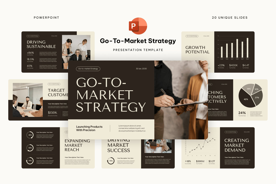 Template Powerpoint Strategi Go-To-Market yang Menarik