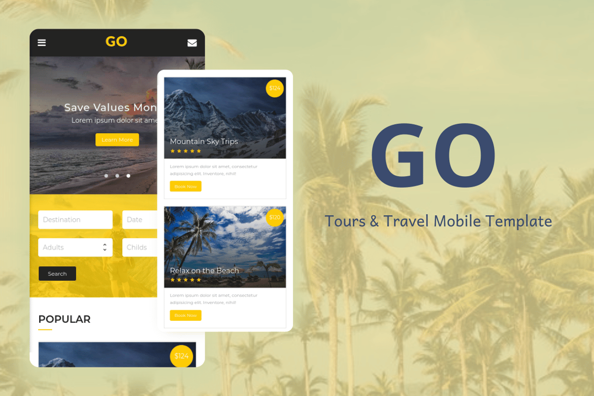 Template Website Mobile untuk Tour & Travel yang Menarik dan Fungsional