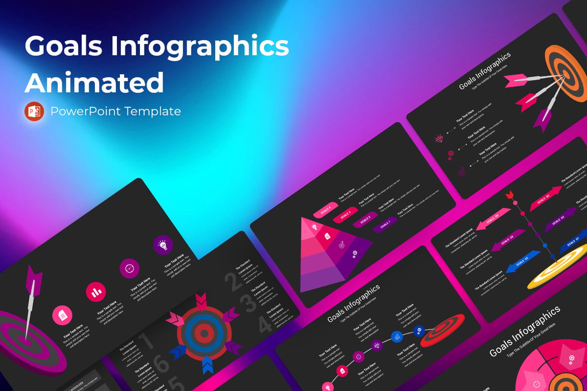 Template Powerpoint Infografis Tujuan yang Menarik dan Animatif