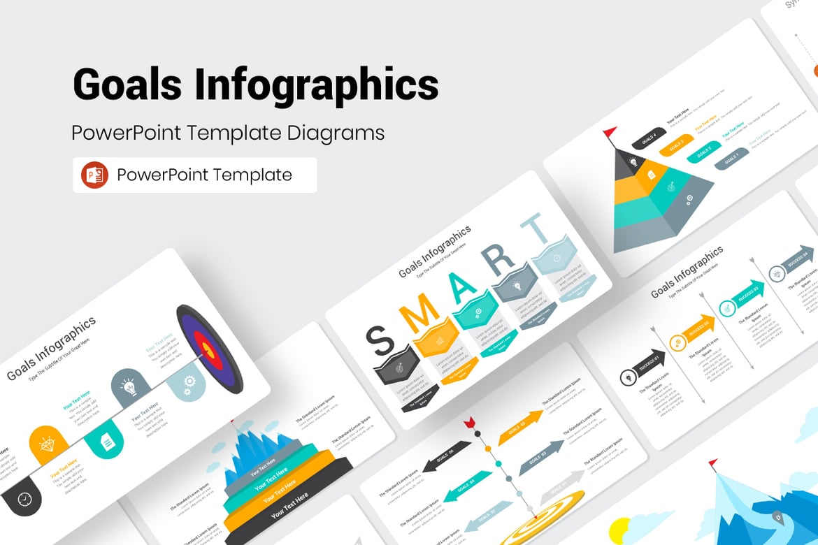 Template Presentasi PowerPoint Infografis Tujuan yang Menarik