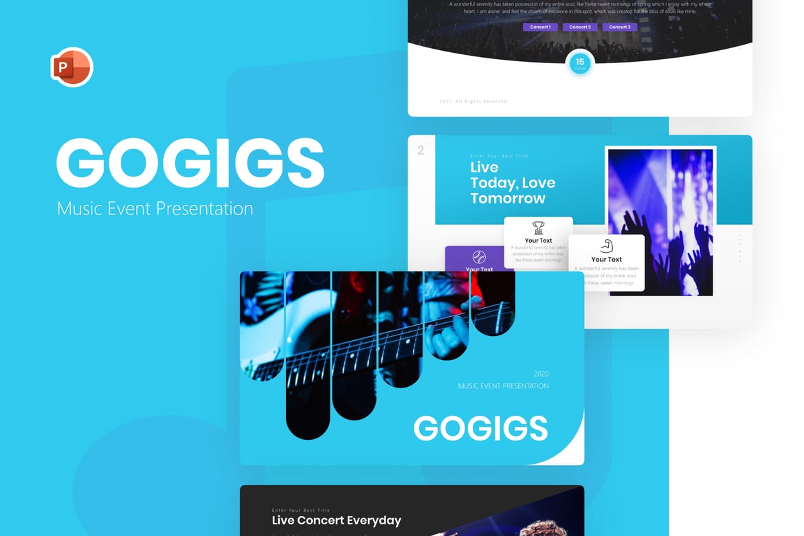 Template Powerpoint Acara Musik Gogigs yang Menarik dan Profesional