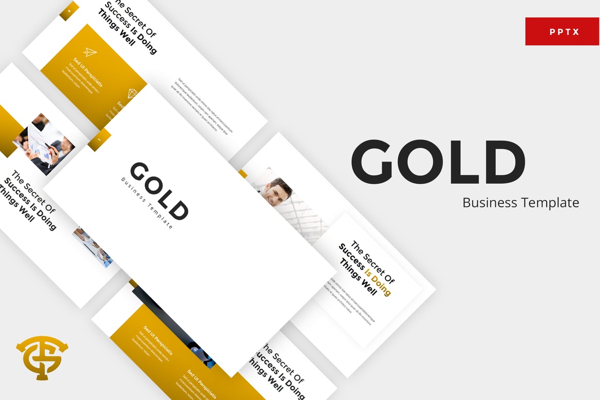 Template Presentasi PowerPoint Emas yang Menarik