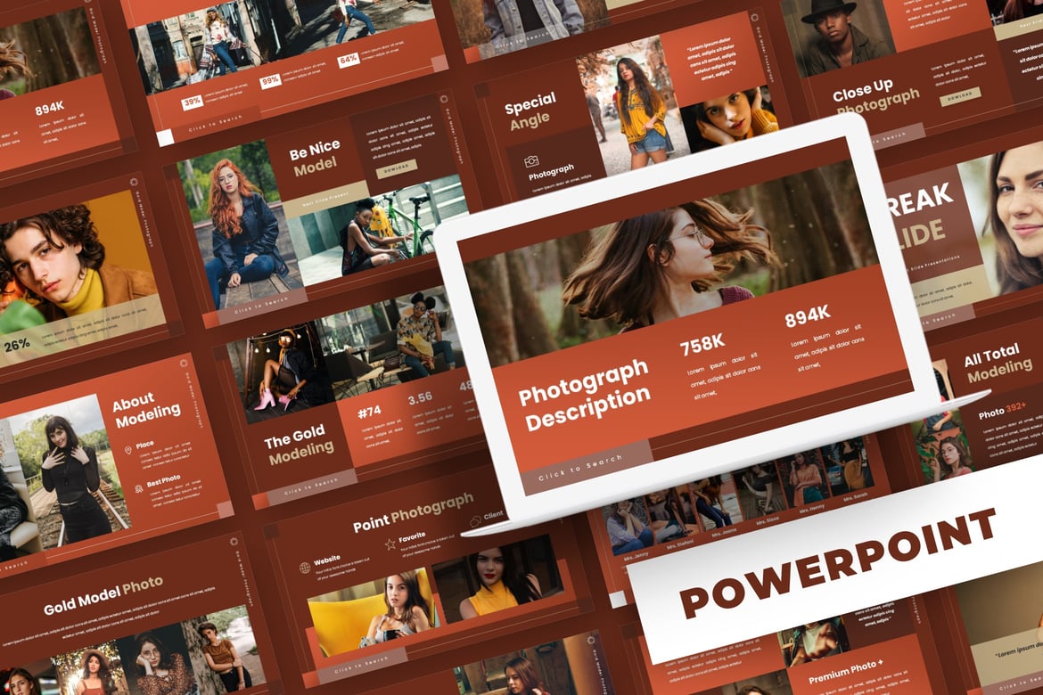 Template Presentasi PowerPoint Gold Model - 5 Variasi Warna Siap Pakai