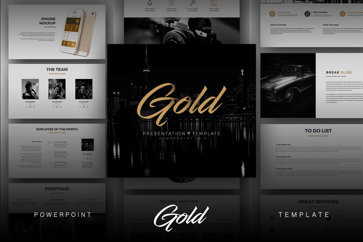 Template PowerPoint Emas yang Menarik dan Profesional
