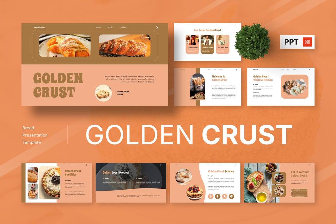 Template Presentasi PowerPoint Golden Crust - Roti Lezat untuk Setiap Kebutuhan