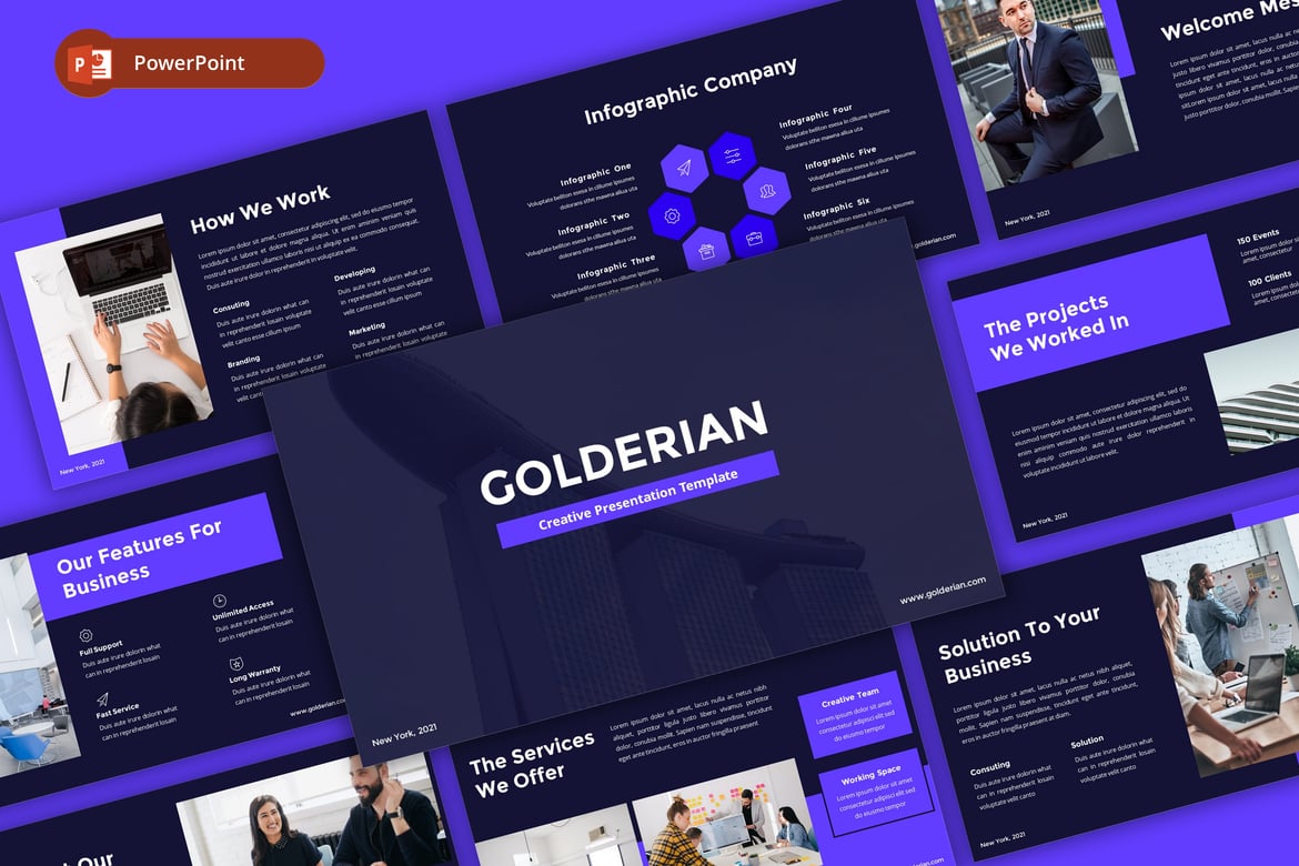 Template PowerPoint Golderian untuk Presentasi Kreatif dan Profesional