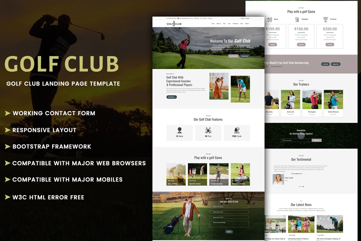 Template Website Klub Golf - Halaman Responsif yang Serbaguna