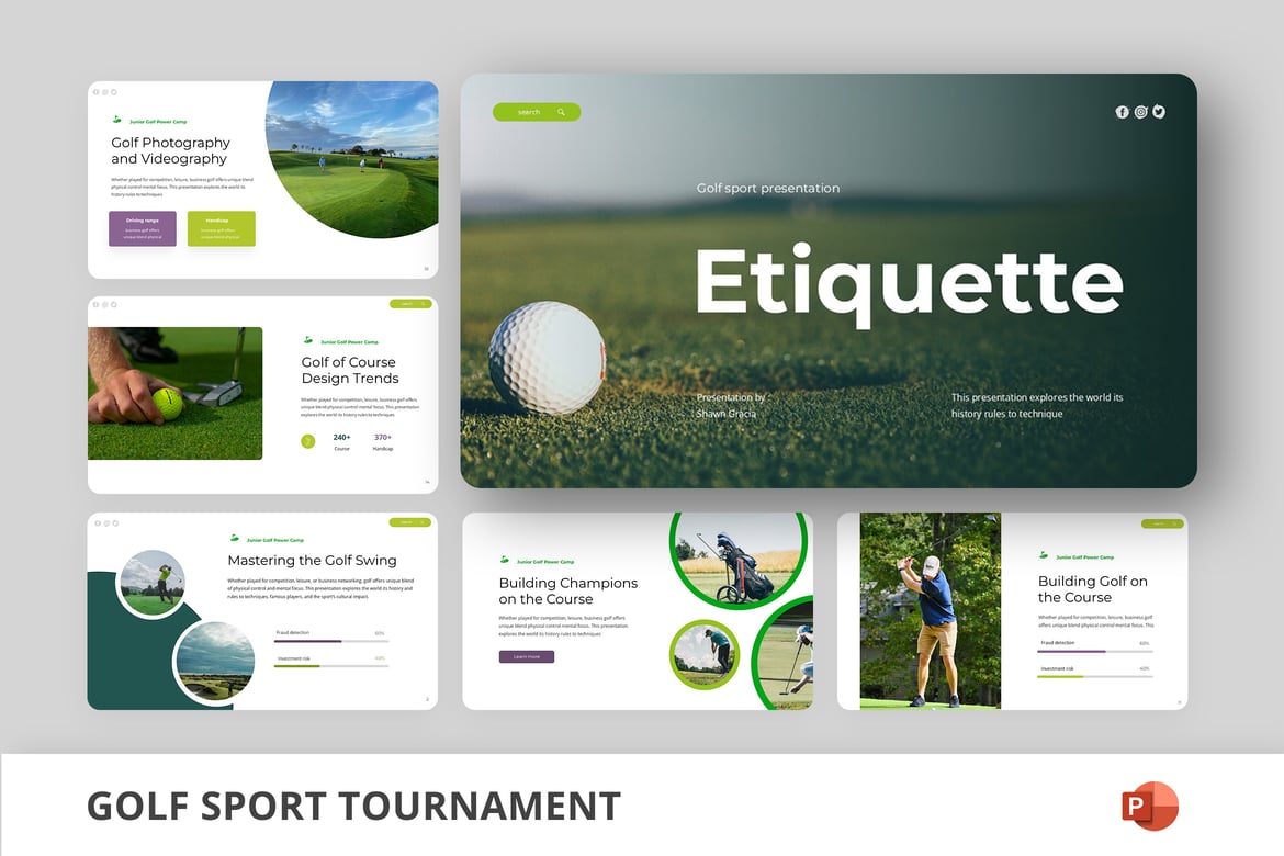 Template Presentasi Powerpoint Klub Golf yang Menarik