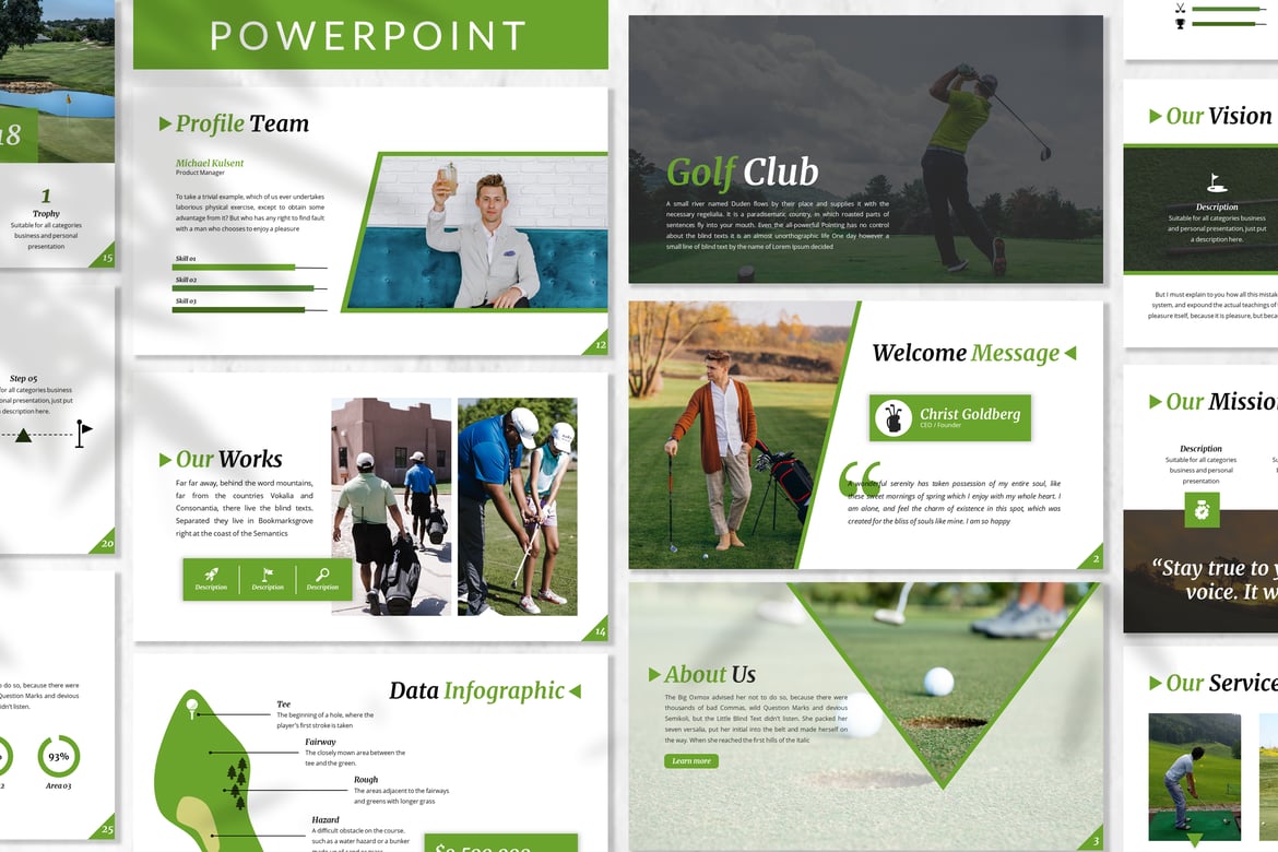 Template Powerpoint Bisnis Golf yang Menarik dan Profesional