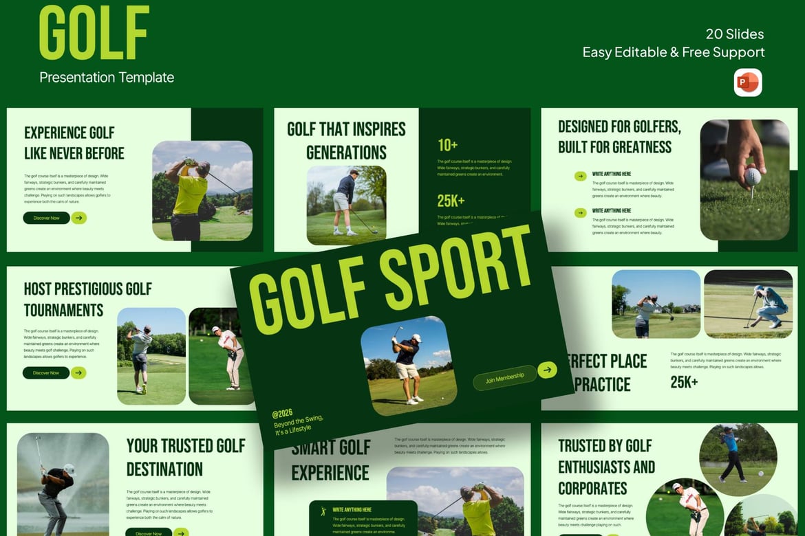 Template PowerPoint Golf yang Mengesankan