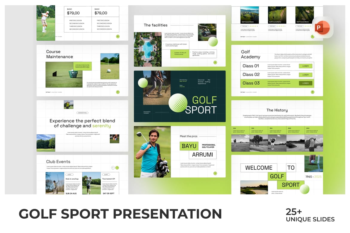 Template PowerPoint Golf yang Menarik dan Profesional
