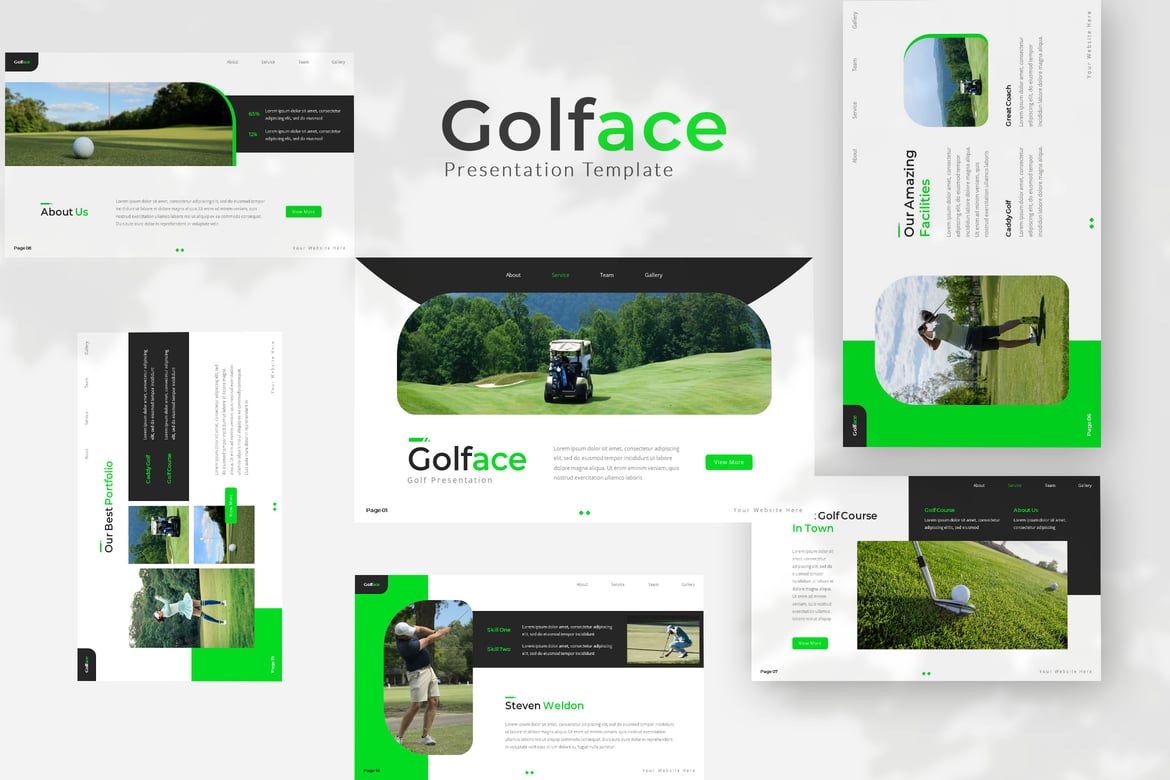 Golface — Template Presentasi PowerPoint untuk Golf yang Elegan