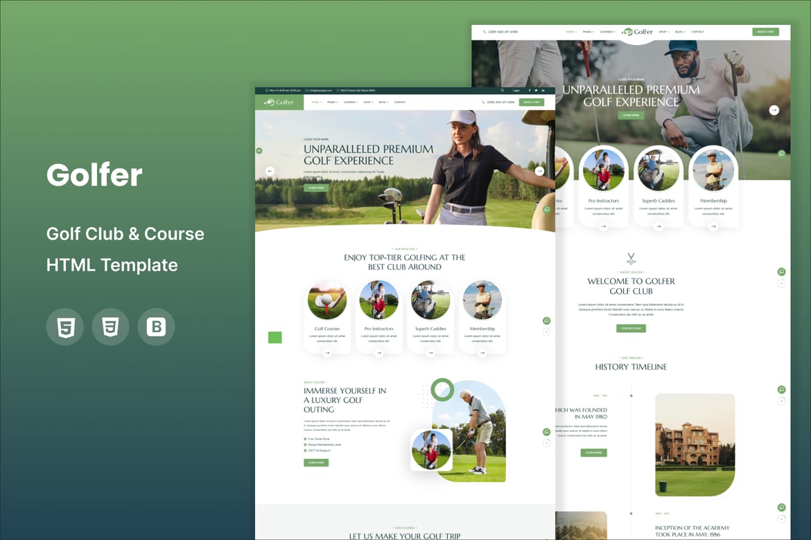 Template Website Golfer - Solusi Ideal untuk Klub Golf dan Akademi Golf