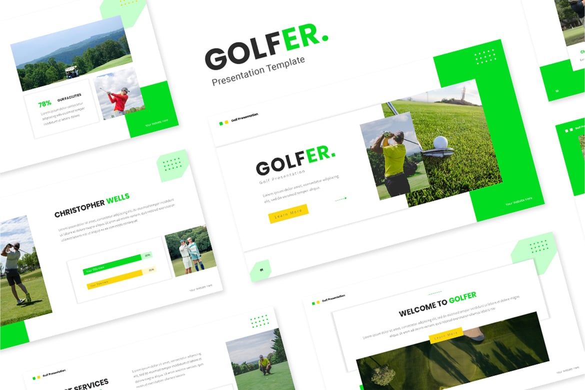 Template Presentasi Golf - Golfer PowerPoint yang Menarik