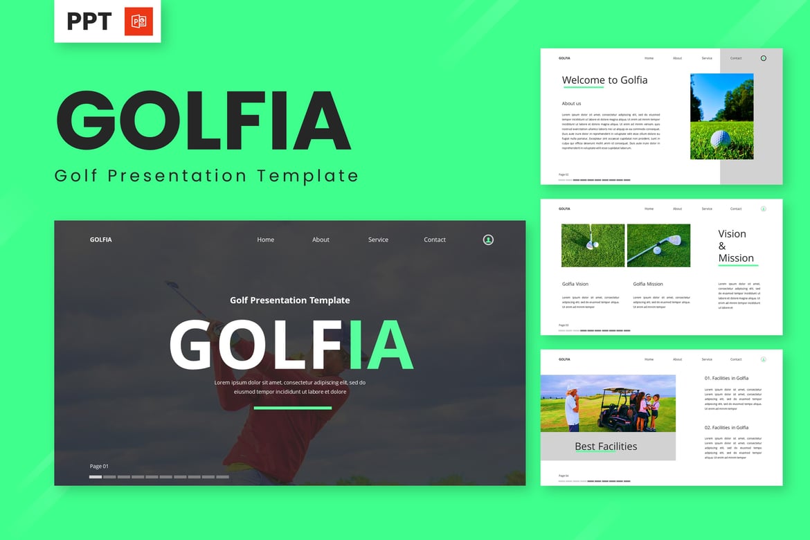 Golfia - Template Presentasi Powerpoint Golf yang Menarik