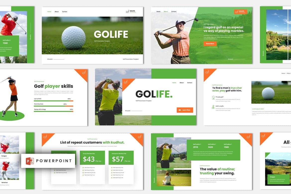 Template Powerpoint Golf Club Golife - Desain Modern dan Profesional