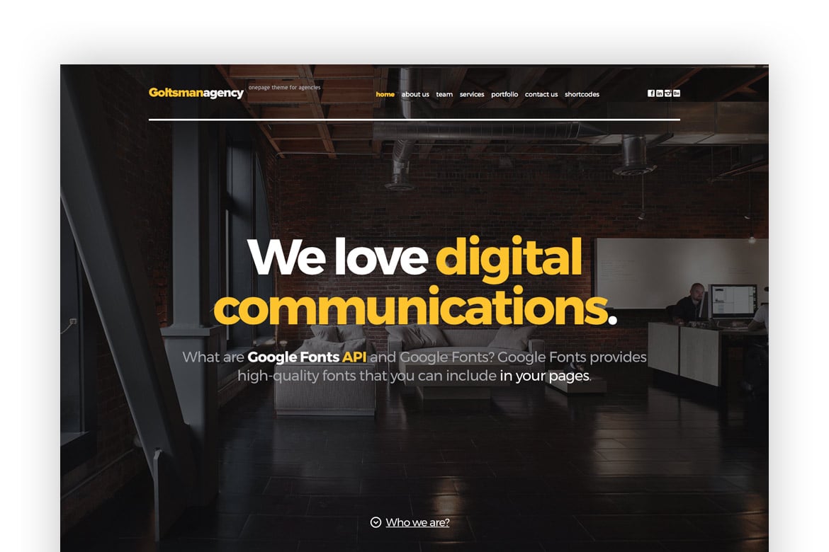 Template Website Responsif Satu Halaman Goltsman Agency