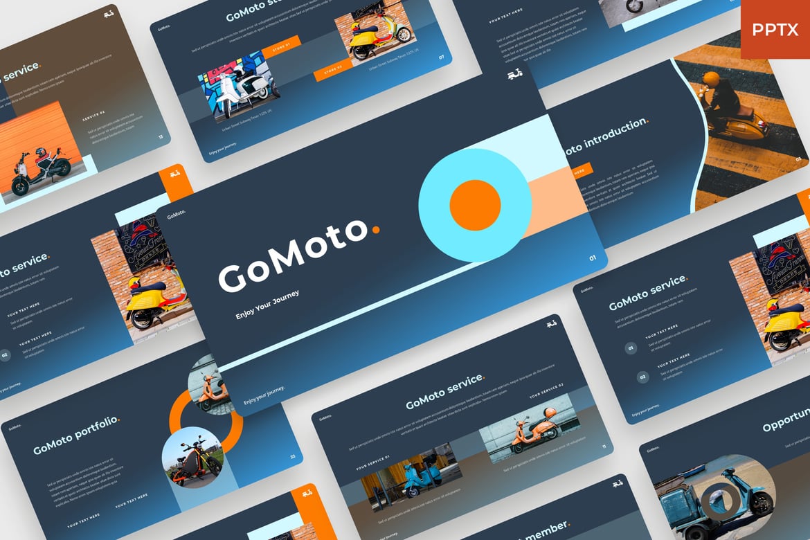 GoMoto - Template Presentasi PowerPoint Motor dan Skuter yang Menarik