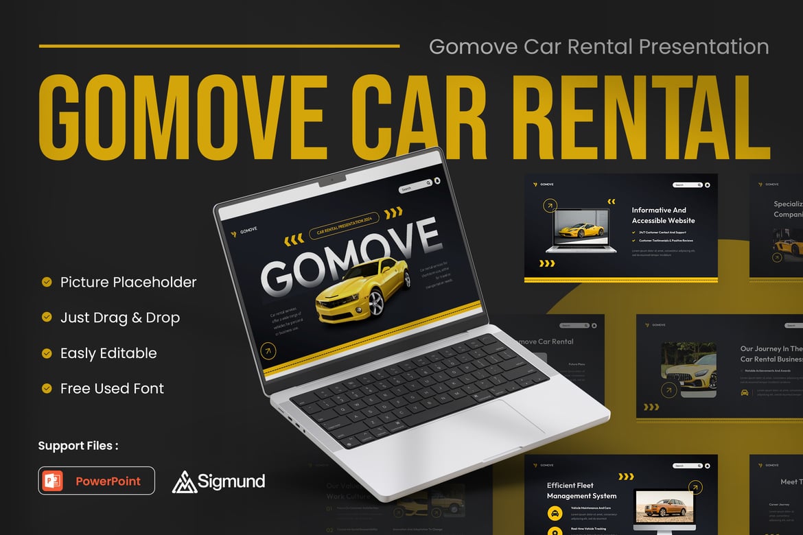 Template Presentasi Powerpoint Sewa Mobil Gomove yang Menarik