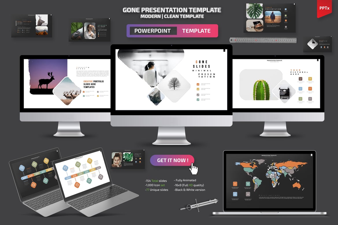 Template Presentasi PowerPoint Gone yang Menarik dan Profesional