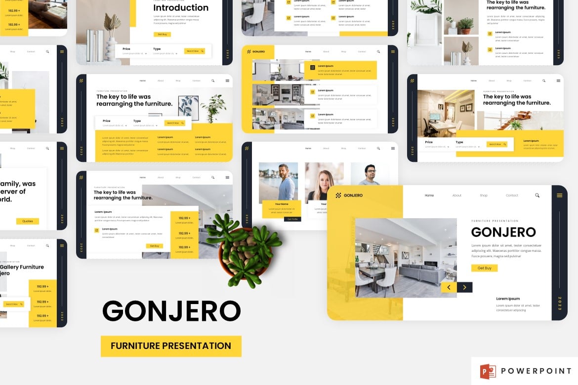 Gonjero - Template Powerpoint Furniture yang Modern dan Kreatif