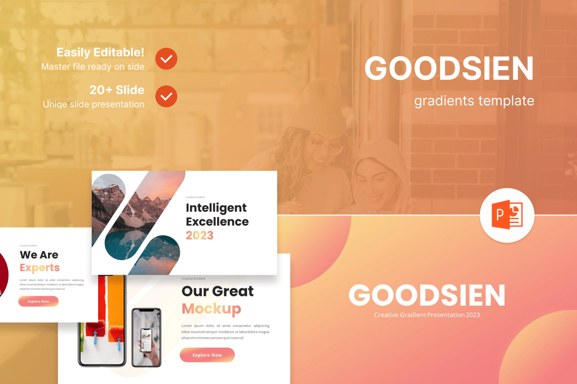 Template Presentasi PowerPoint Goodsien dengan Gradasi Menarik