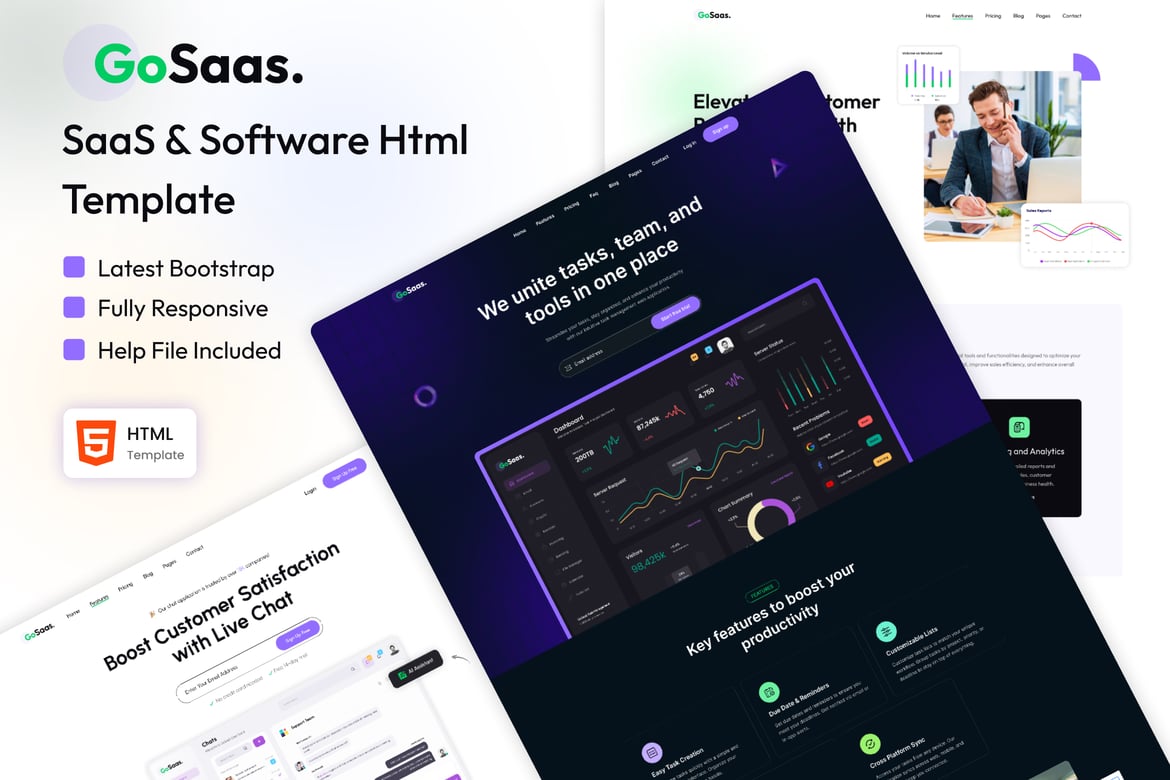 Template Website Gosaas - Solusi Modern untuk Startup SaaS & Software