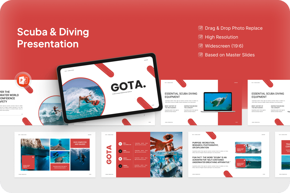 Template PowerPoint Gota - Presentasi Scuba & Diving yang Menarik