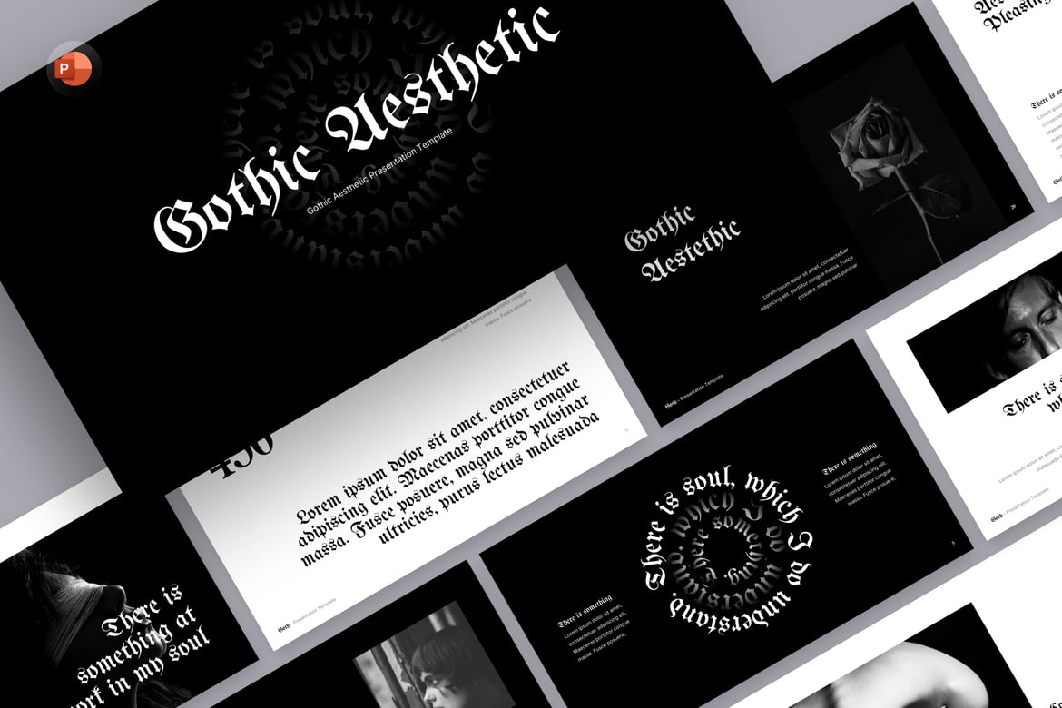 Template PowerPoint Estetika Gotik yang Menawan