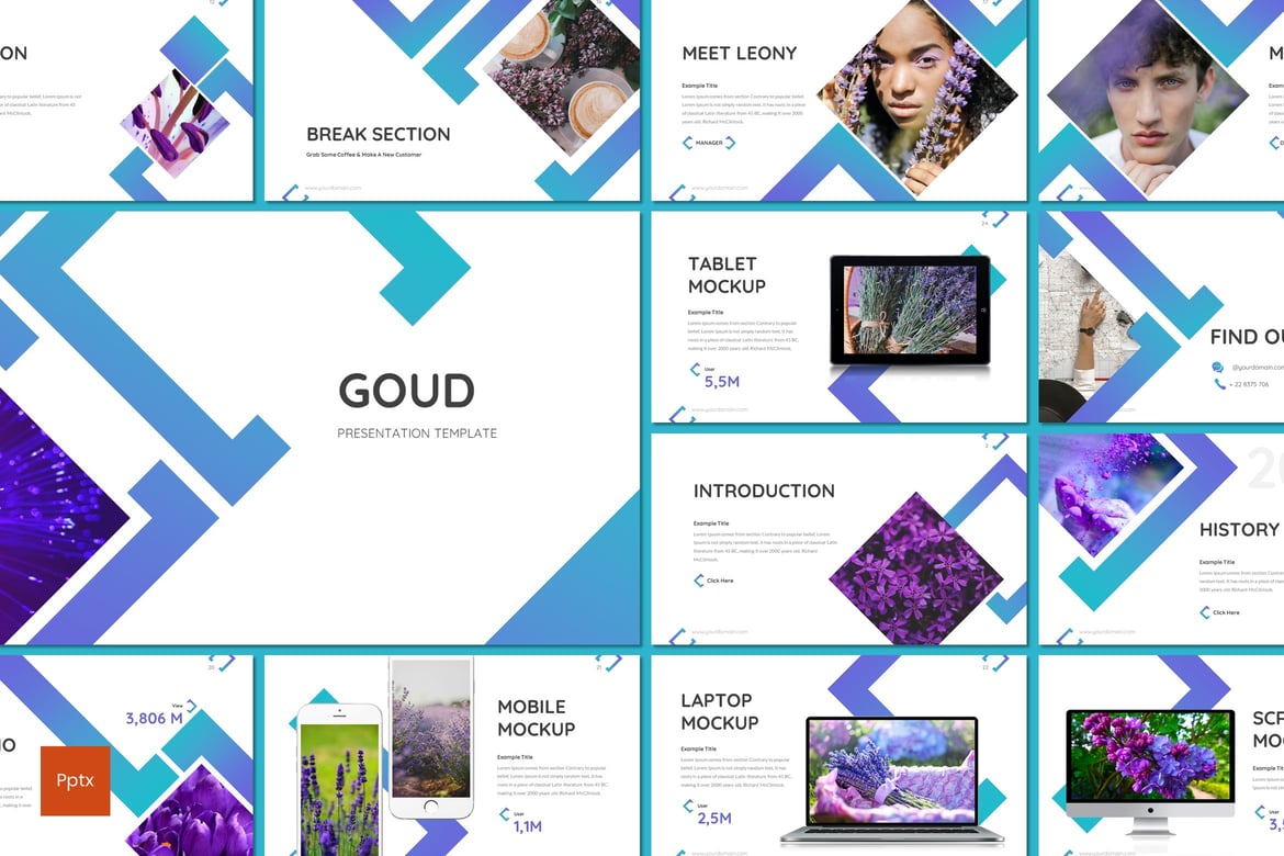 Template Presentasi Goud - Flower Powerpoint yang Kreatif dan Minimalis