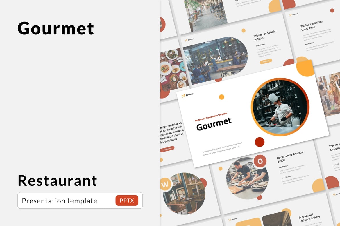 Template Presentasi PowerPoint Gourmet untuk Restoran