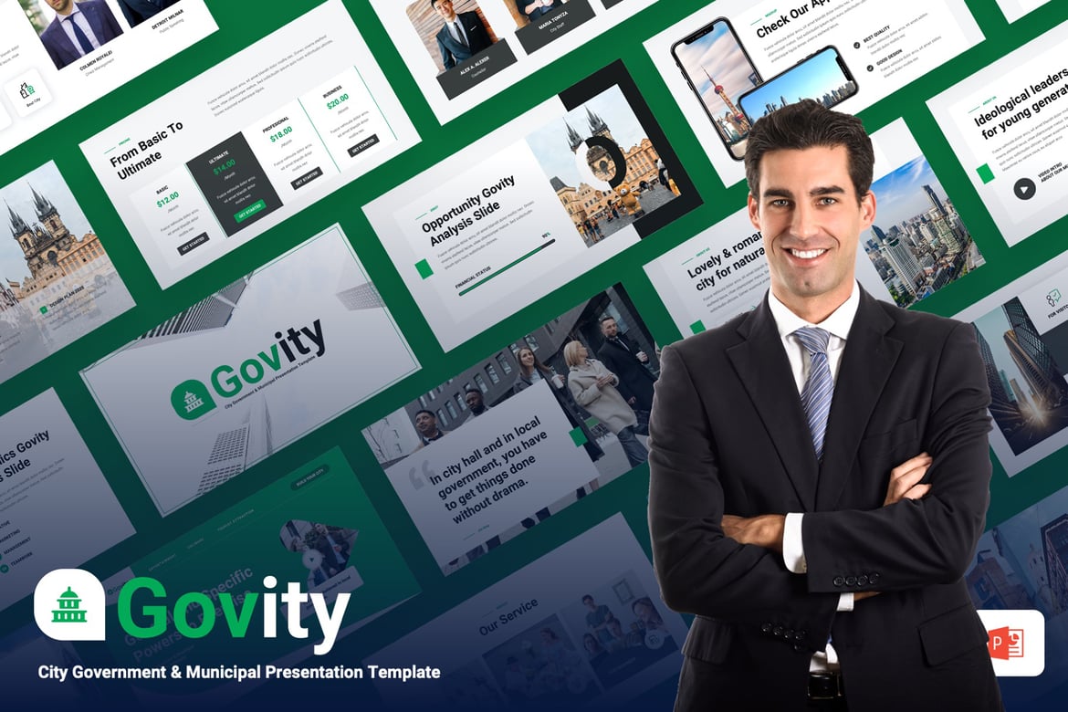 Govity - Template Presentasi Powerpoint Pemerintah Kota yang Modern