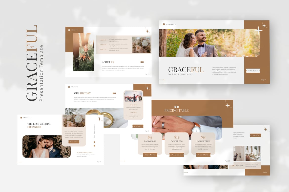 Template PowerPoint Pernikahan Graceful yang Elegan