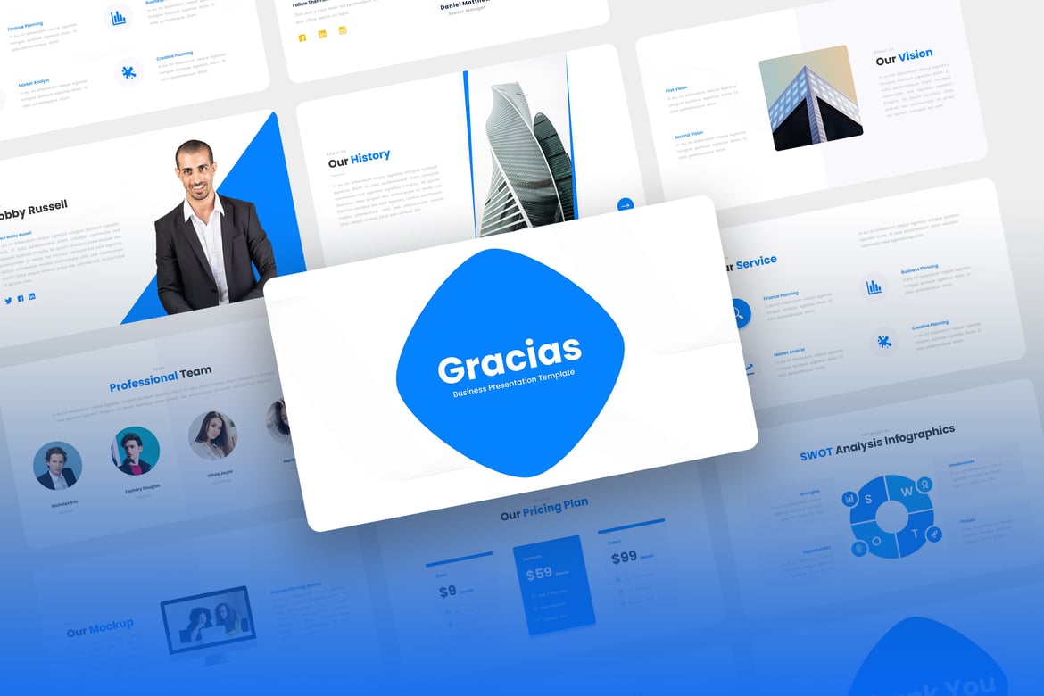 Template Presentasi PowerPoint Gracias untuk Agensi Bisnis