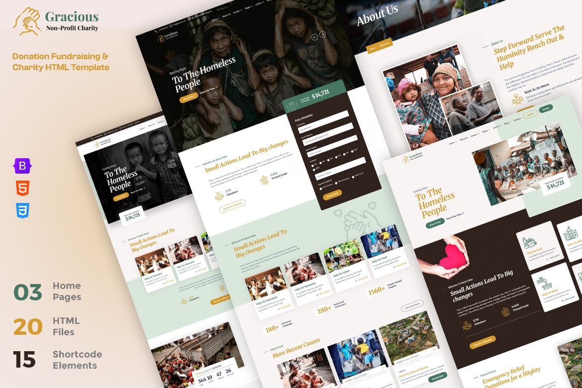 Gracious - Template Website untuk Donasi dan Amal yang Menawan