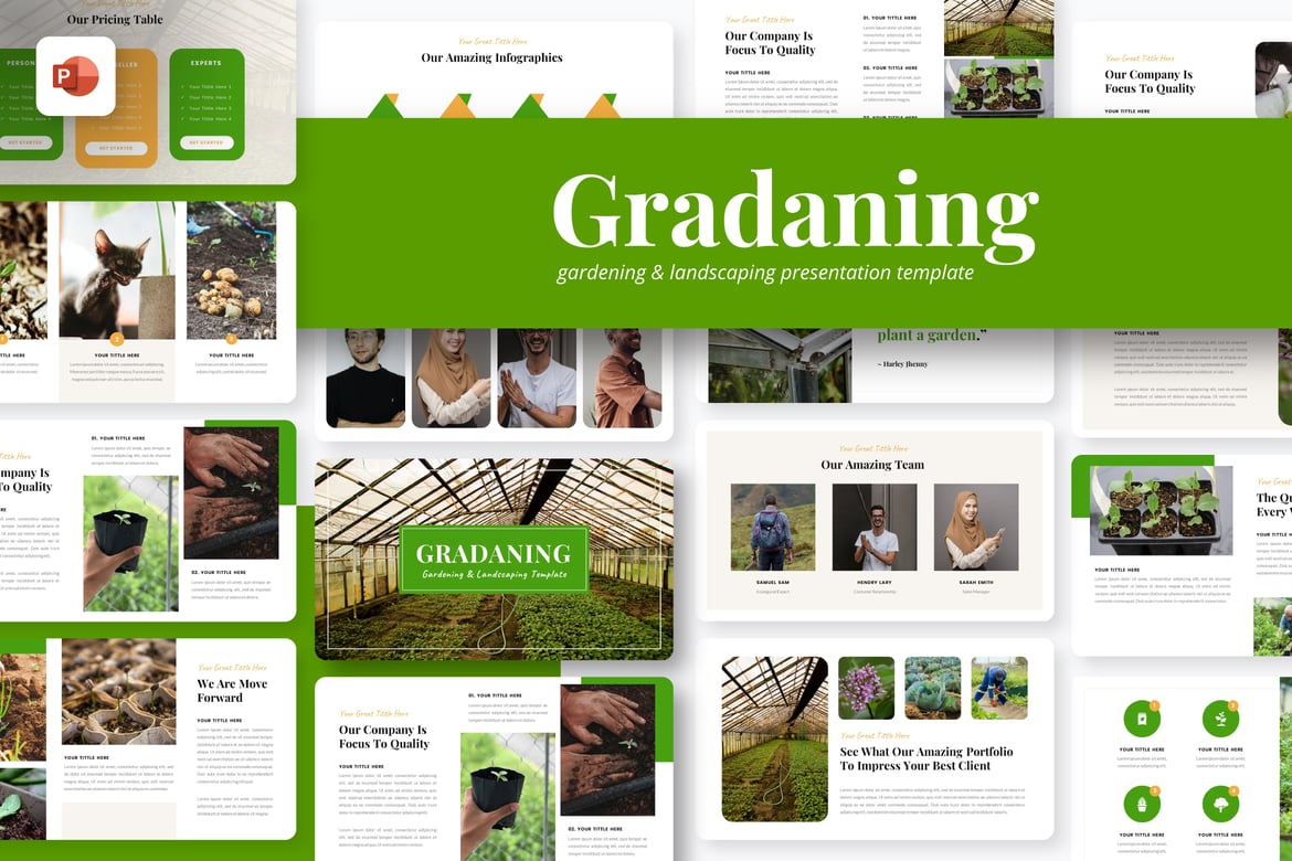 Template PowerPoint Berkebun Gradaning yang Menarik dan Multifungsi