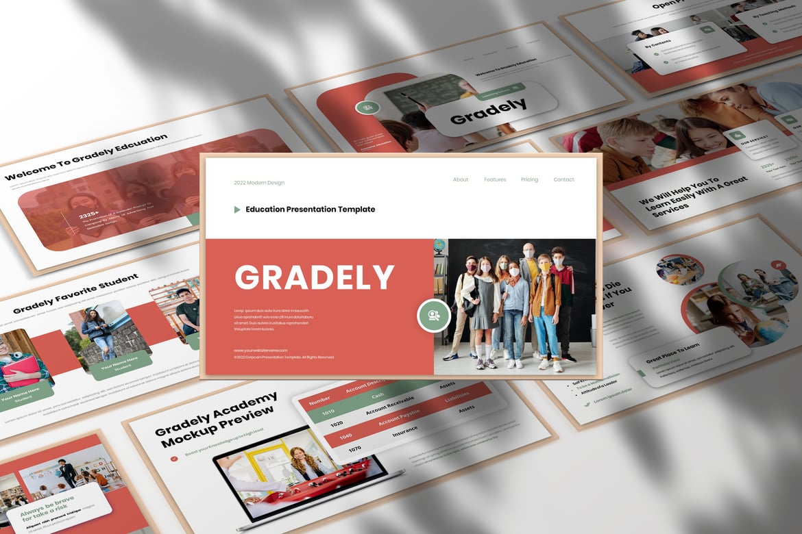 Template Presentasi PowerPoint Gradely untuk Pendidikan yang Menarik